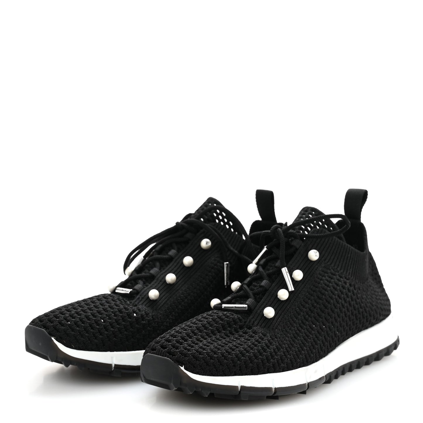Veles Knit Pearly Lace Up Sneaker 40 Black