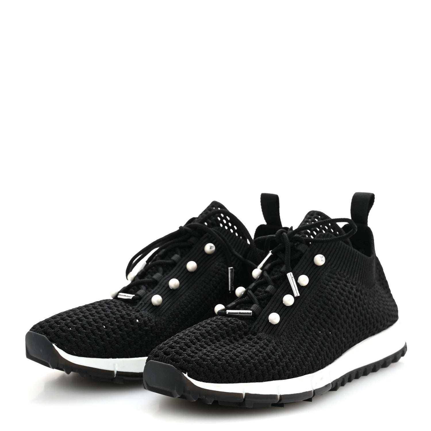 Jimmy Choo Veles Knit Pearly Lace Up Sneaker 40 Black 4 of 9