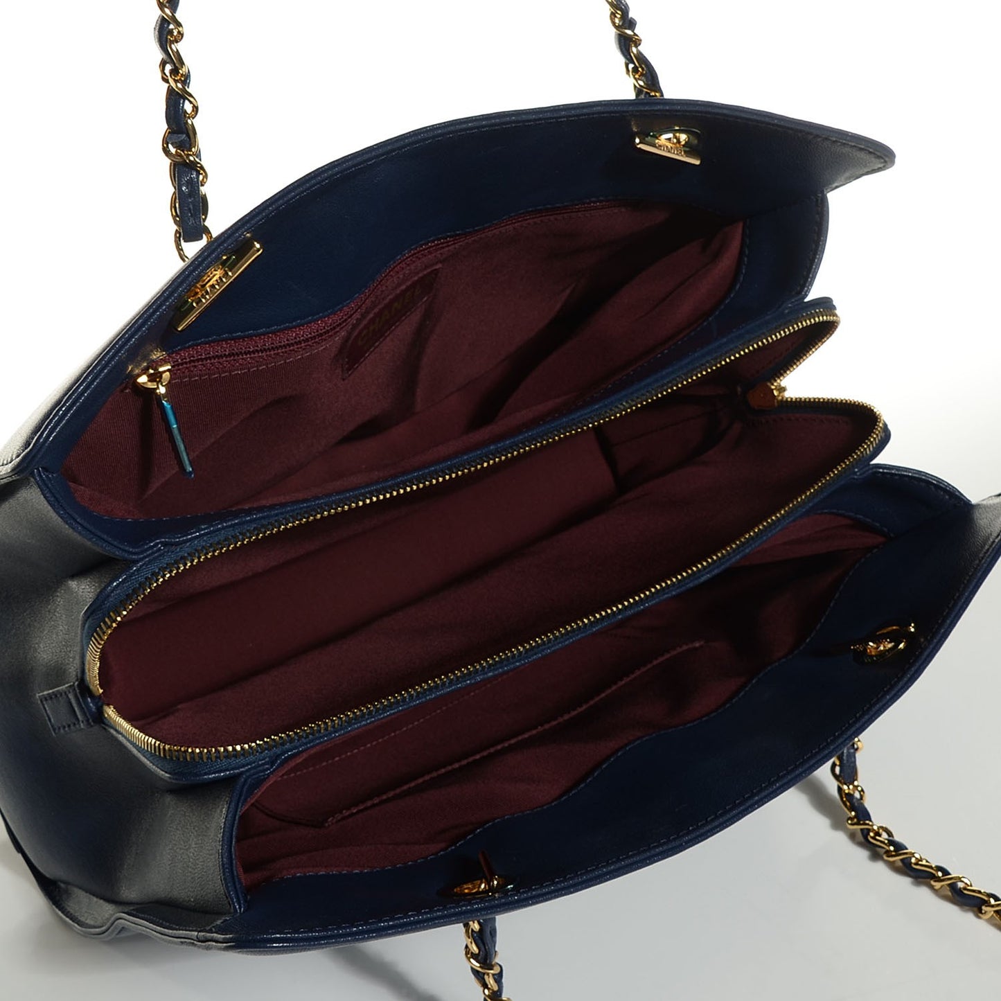 Sheepskin Quilted Mademoiselle Vintage Shopping Tote Blue