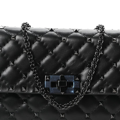 Valentino Garavani Lambskin Rockstud Spike Wallet on Chain Black 7 of 9