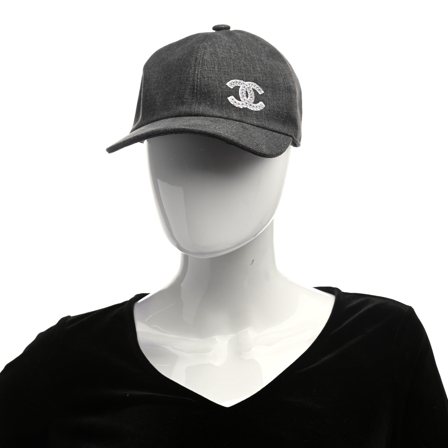 Chanel Cotton Sequin CC Cap Hat Black 2 of 8