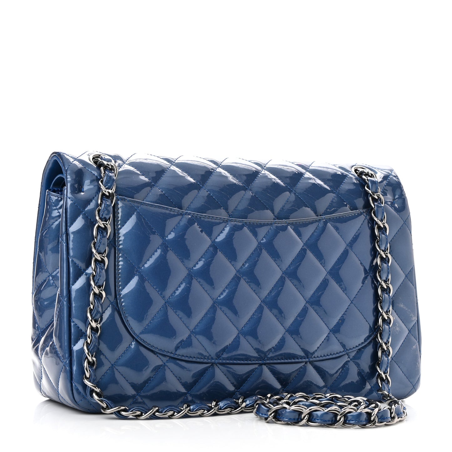 Patent Quilted Jumbo Double Flap Blue