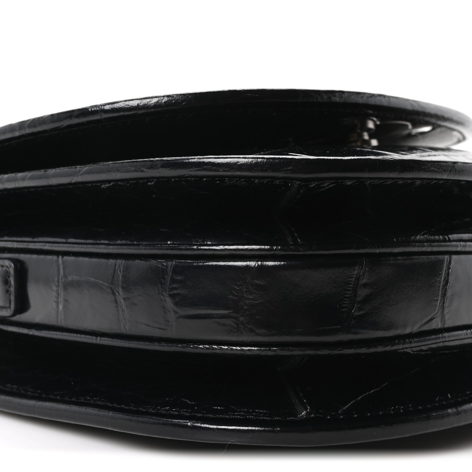Celine Calfskin Crocodile Embossed Medium Triomphe Besace Black 10 of 11