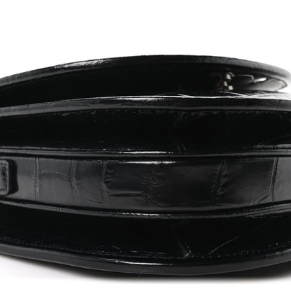 Celine Calfskin Crocodile Embossed Medium Triomphe Besace Black 10 of 11