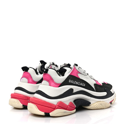 Balenciaga Fabric Mesh Womens Triple S Sneakers 36 Rose Fluo Black White 4 of 7