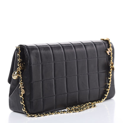 Chanel Lambskin Quilted Crystal Chocolate Bar Charm Flap Black 3 of 16