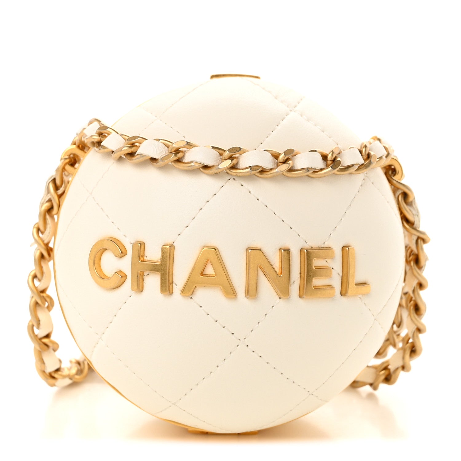 Chanel Lambskin CC Sphere Minaudiere Chain Clutch White 8 of 10