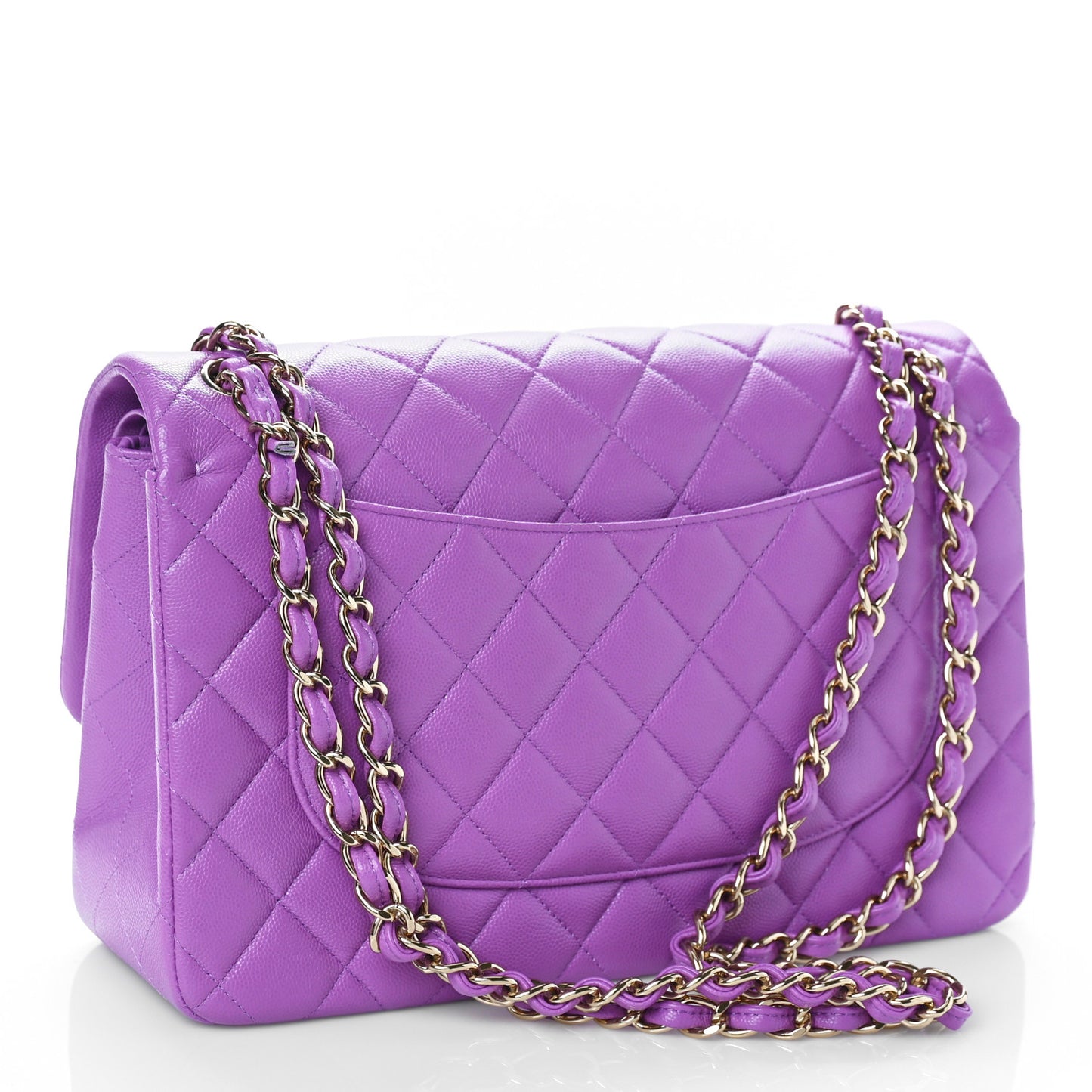 Caviar Quilted Jumbo Double Flap Purple