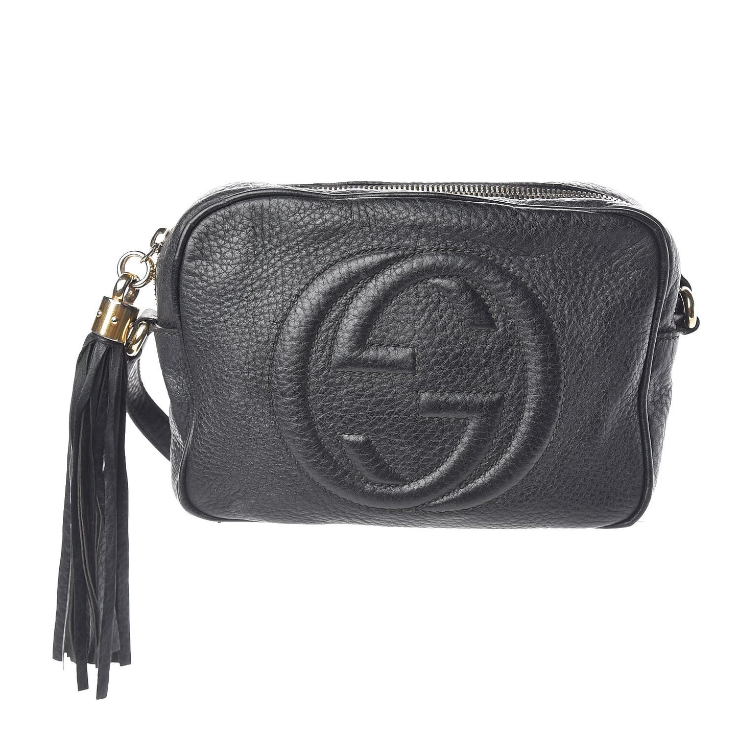 Pebbled Calfskin Small Soho Disco Bag Black