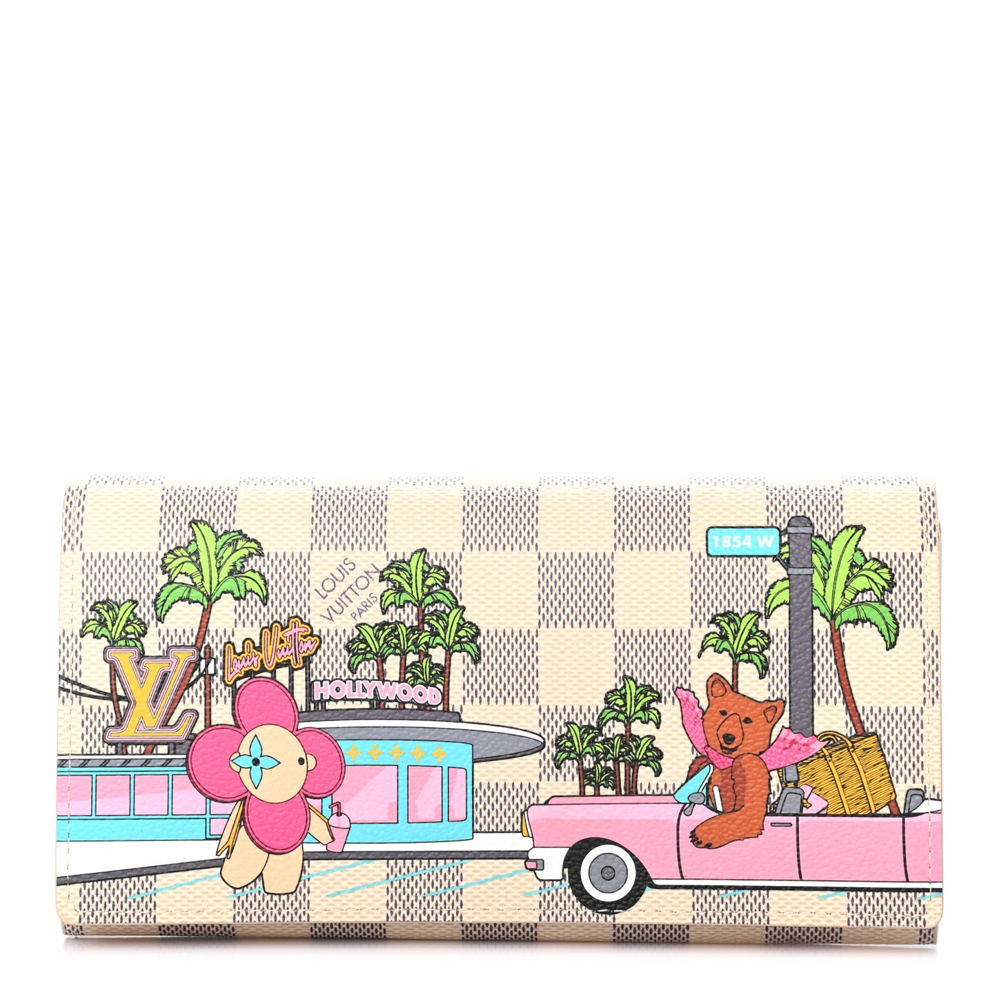 Damier Azur 2021 Christmas Animation Hollywood Sarah Wallet Fuchsia