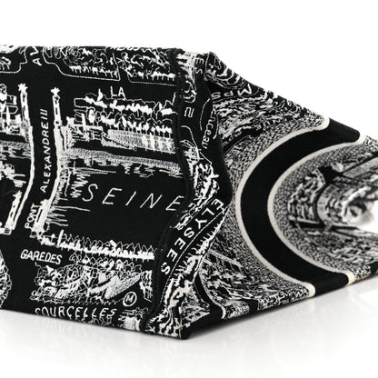 Christian Dior Canvas Embroidered Medium Plan De Paris Book Tote Black White 10 of 10