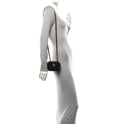 Chanel Lambskin Crochet Quilted Mini Vanity Case With Chain Black 2 of 10