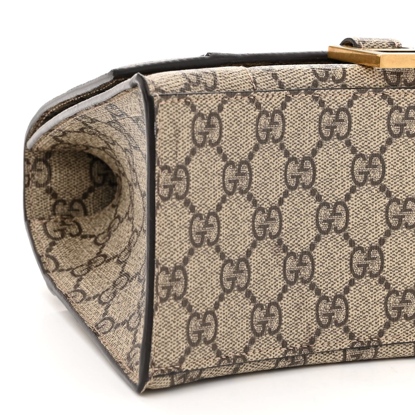 X GUCCI GG Supreme Monogram Small Hourglass Top Handle Bag Beige Ebony