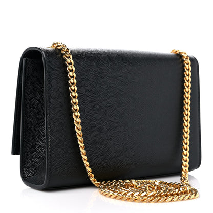 Saint Laurent Grain De Poudre Small Monogram Kate Satchel Black 3 of 9