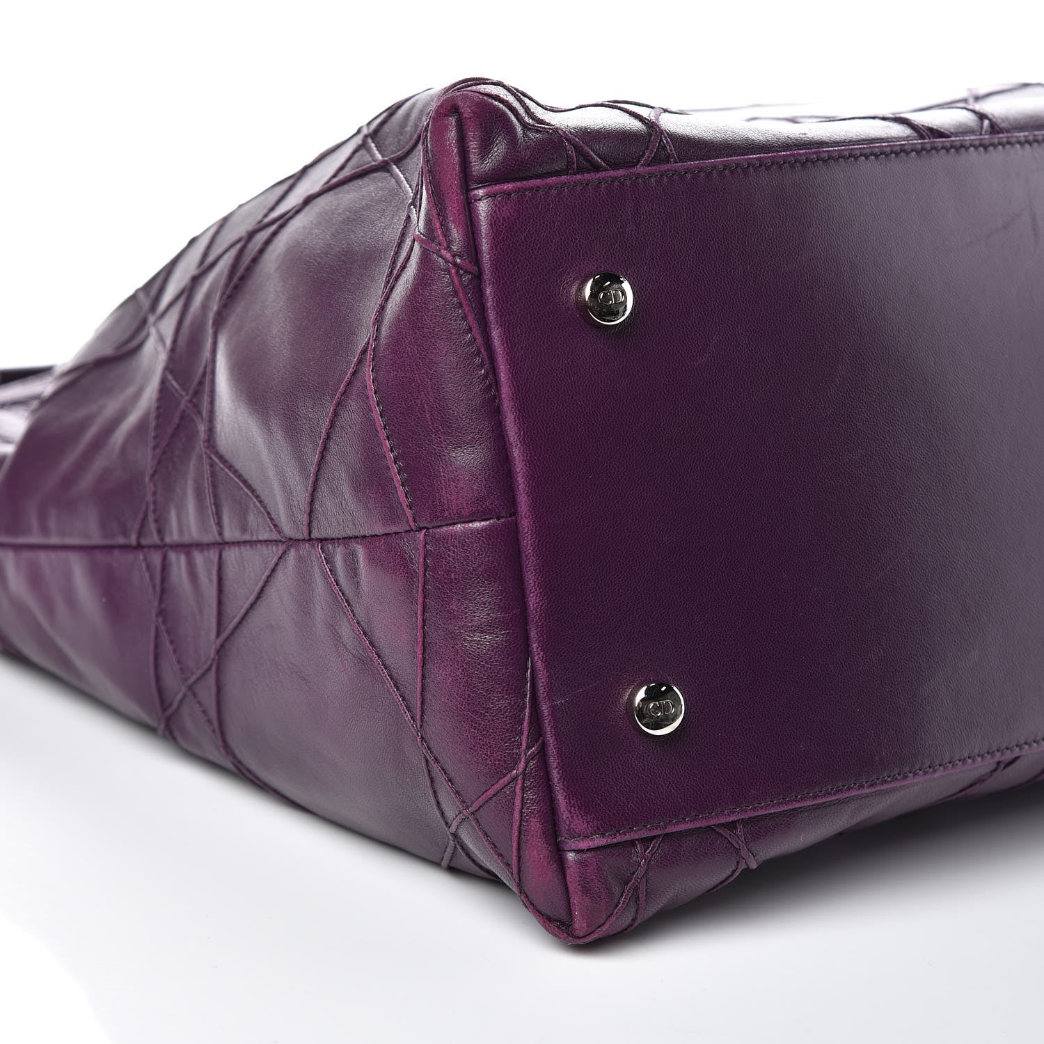 Christian Dior Lambskin Cannage Large Granville Tote Purple 10 of 17