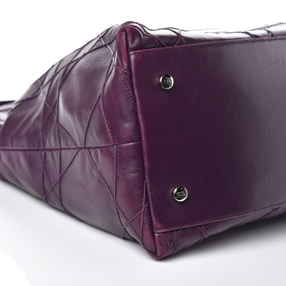 Christian Dior Lambskin Cannage Large Granville Tote Purple 10 of 17