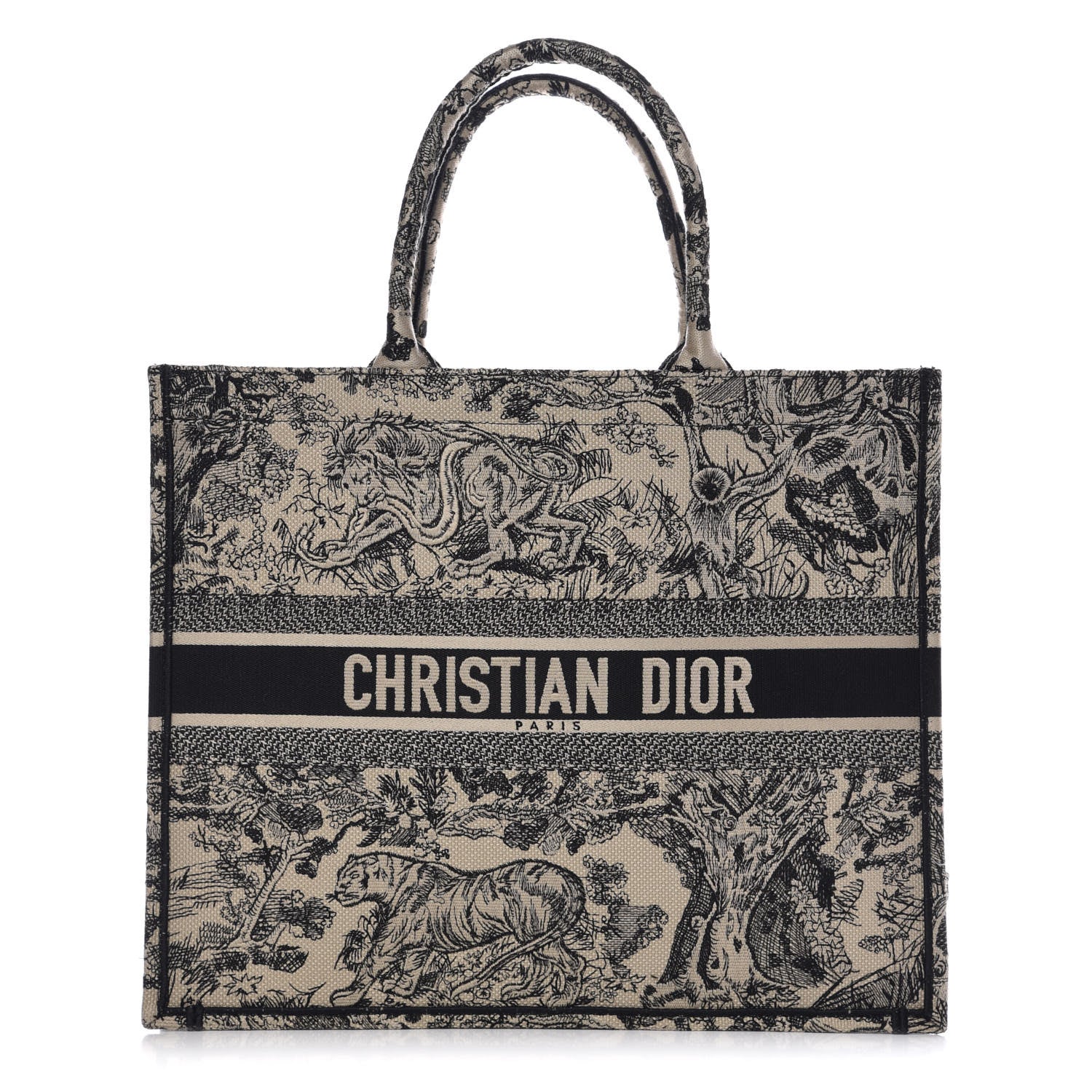 Christian Dior Canvas Embroidered Large Dioriviera Toile De Jouy Book Tote Black 1 of 8