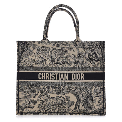 Christian Dior Canvas Embroidered Large Dioriviera Toile De Jouy Book Tote Black 1 of 8
