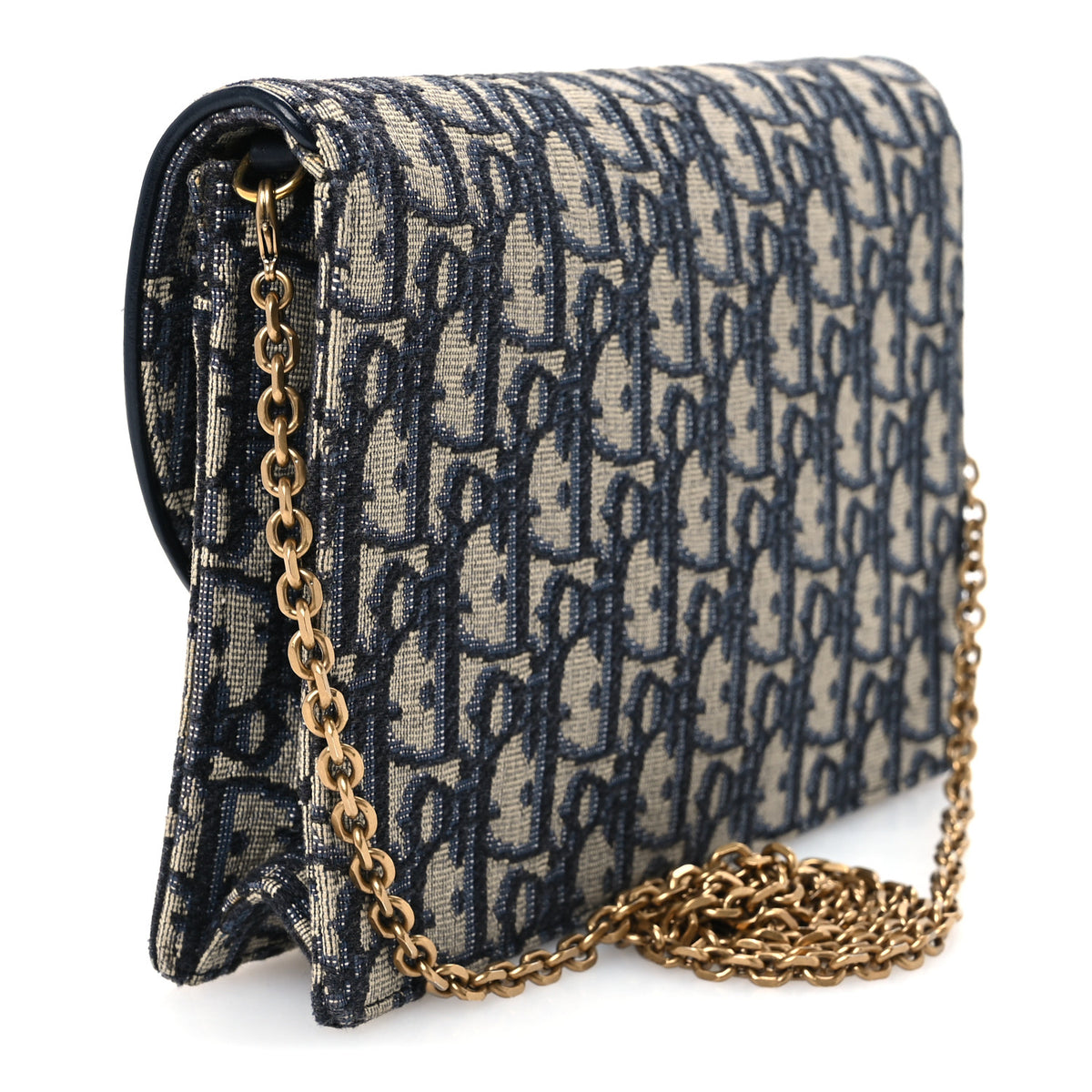 Christian Dior Oblique Saddle Chain Pouch Blue 3 of 9