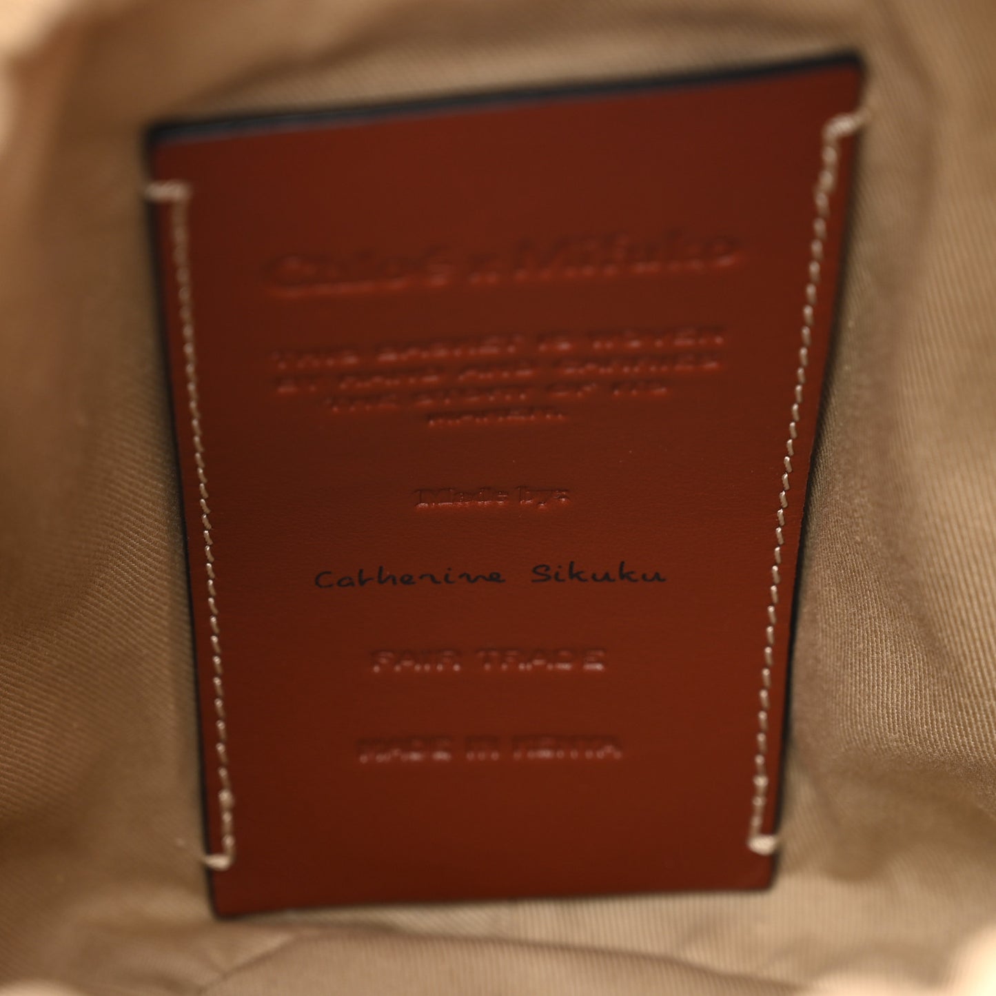 Raffia Calfskin Small Woody Basket Bag Brown