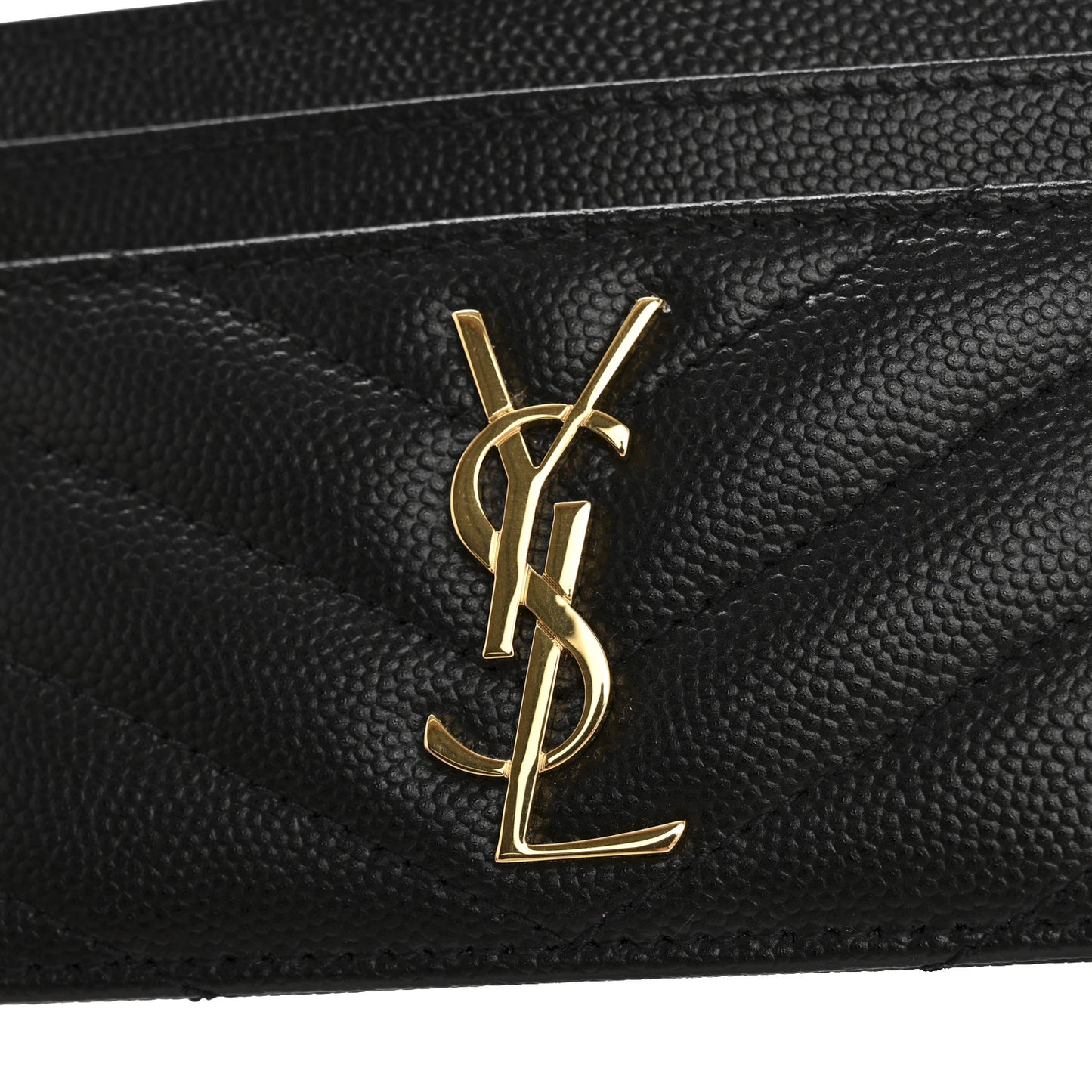 Grain De Poudre Matelasse Chevron Monogram Credit Card Case Black