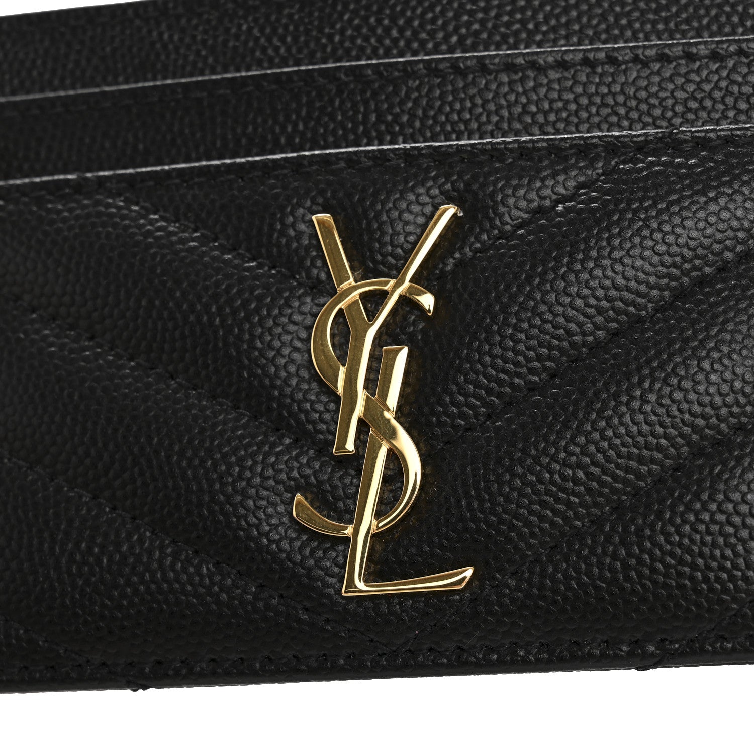Saint Laurent Grain De Poudre Matelasse Chevron Monogram Credit Card Case Black 16 of 18