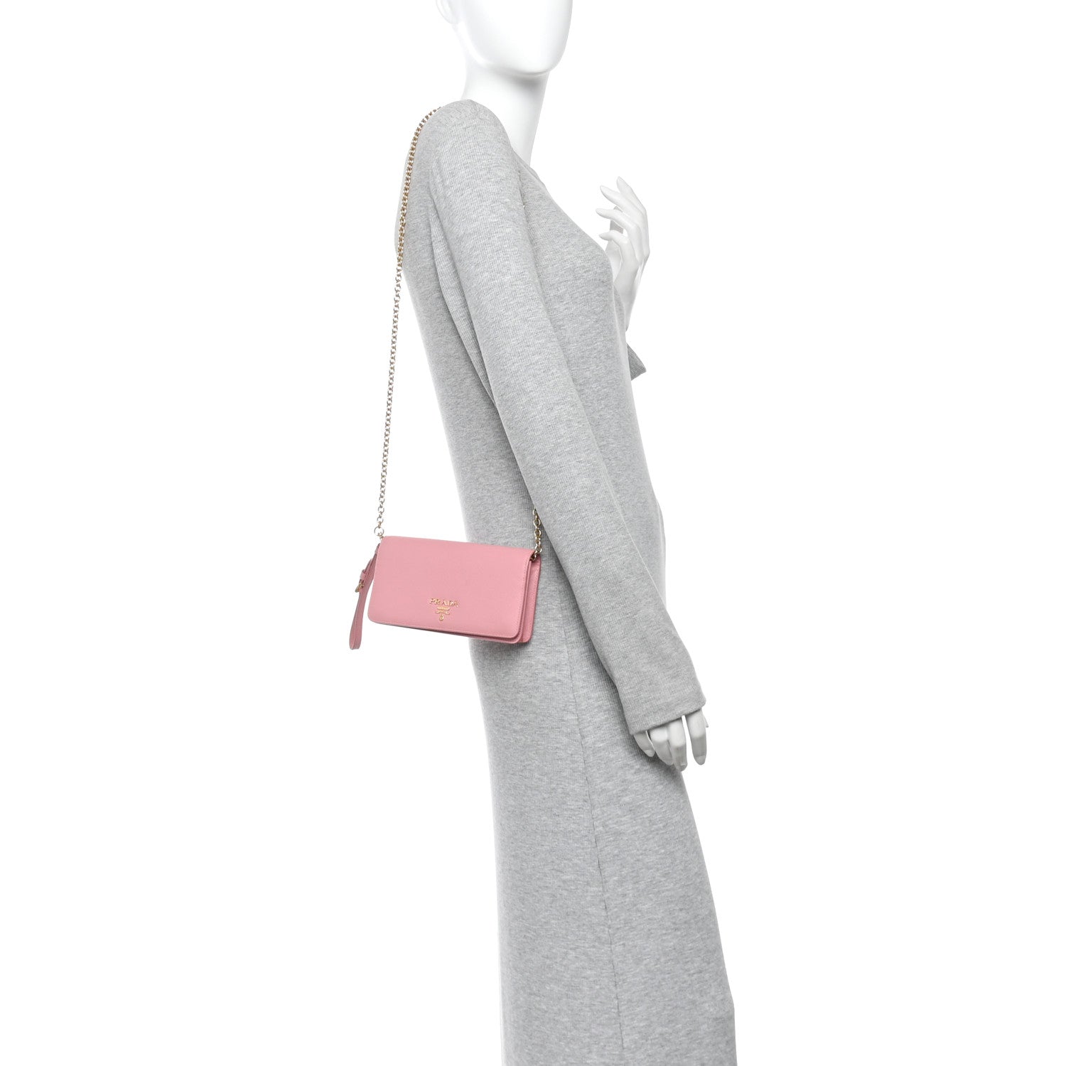 Prada Saffiano Metal Mini Flap Crossbody Wristlet Bag Petalo 2 of 10