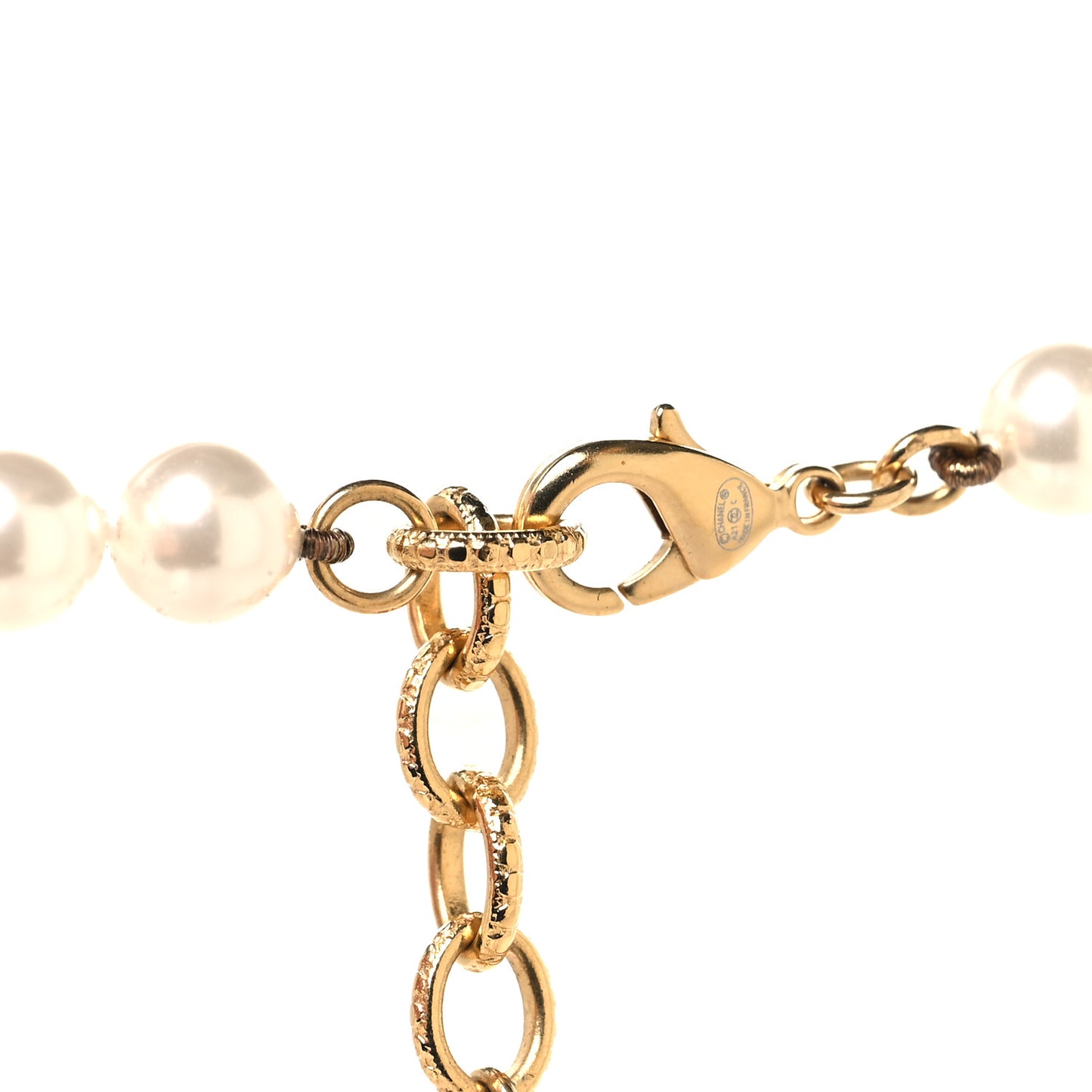 Pearl Crystal Multi Strand CC Long Necklace Gold