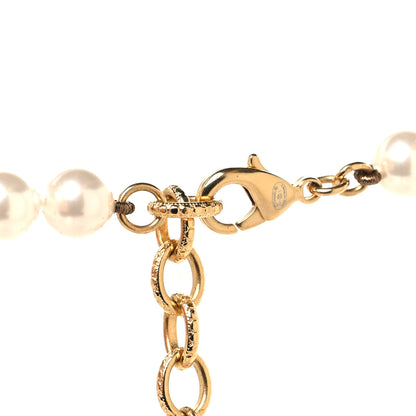 Chanel Pearl Crystal Multi Strand CC Long Necklace Gold 4 of 4