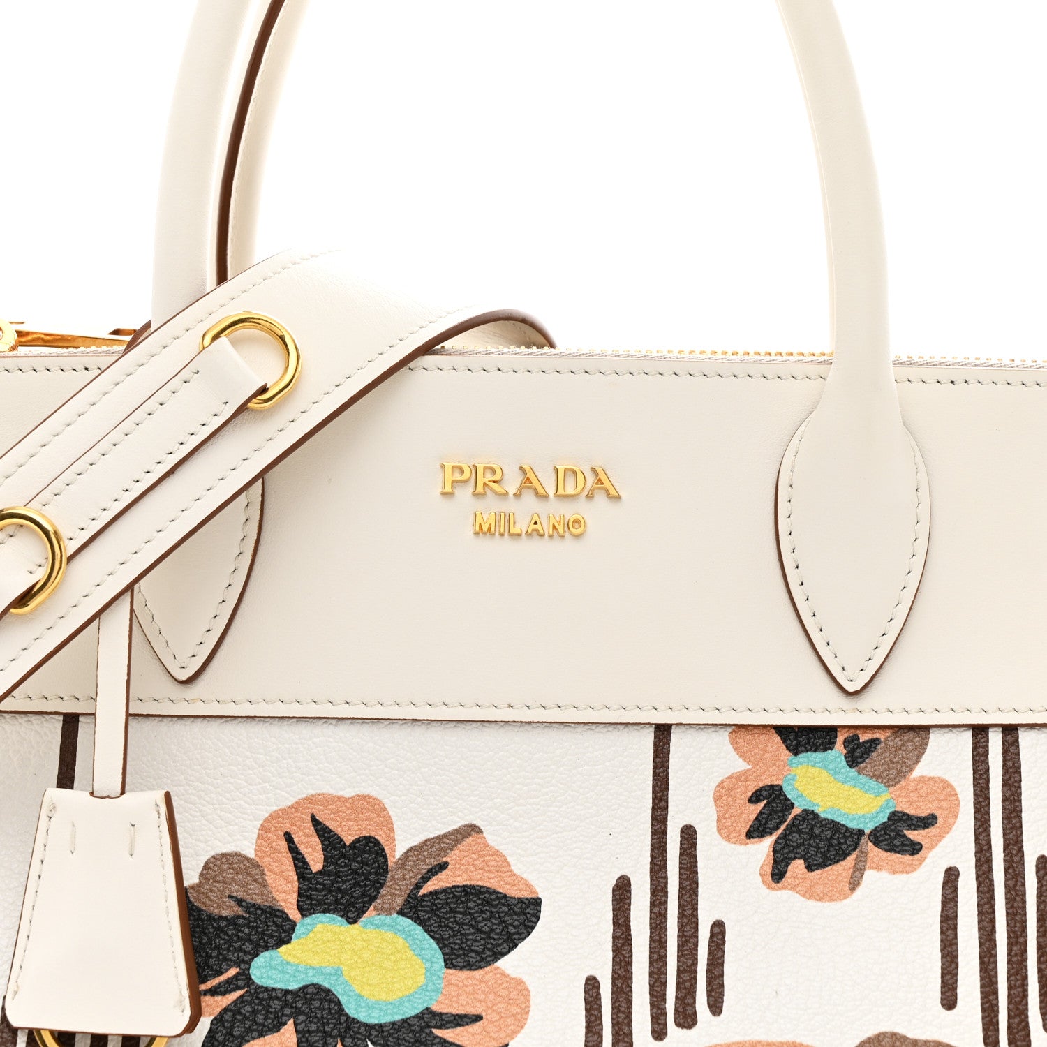 Prada Saffiano Whipstitch Medium Paradigme Bag White Caramel Multicolor 15 of 19