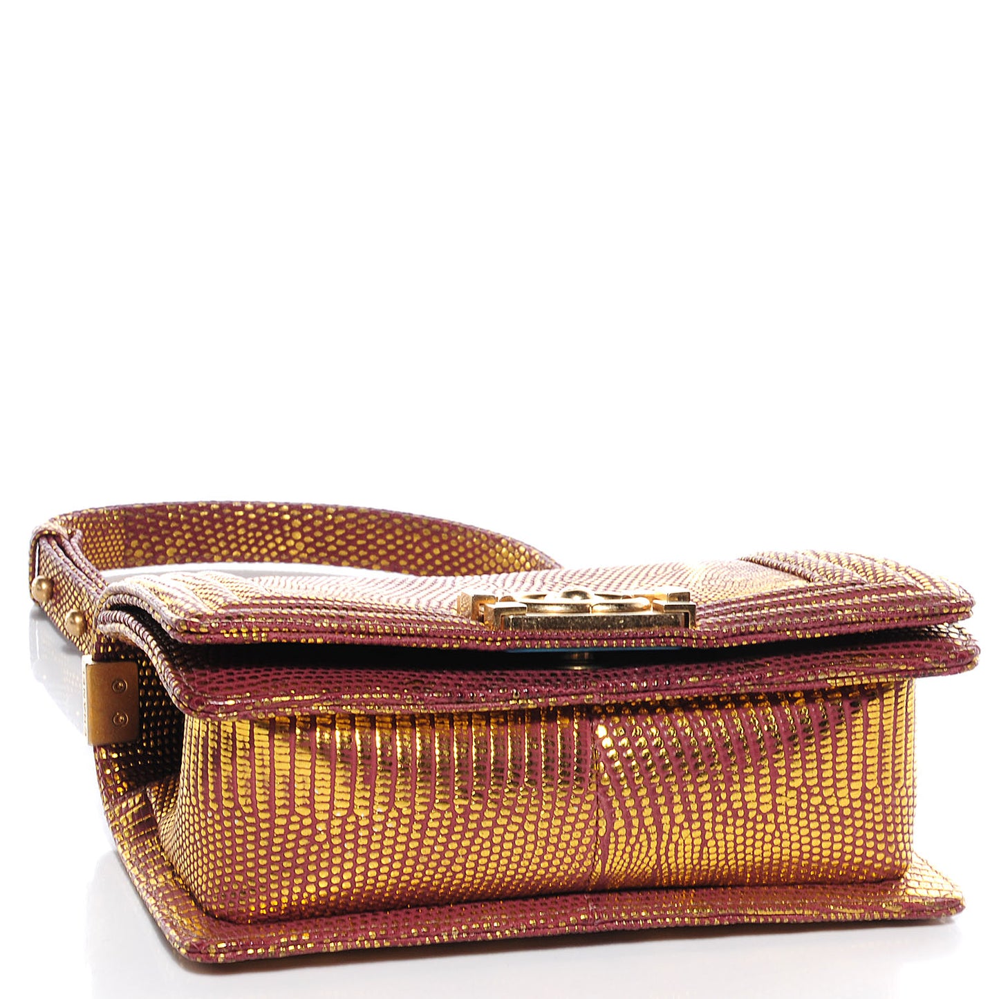 Metallic Lizard Small Boy Flap Gold