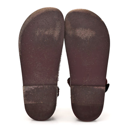 Chanel Calf Hair Suede Shearling Dad Sandals 38 Burgundy Black 6 of 11