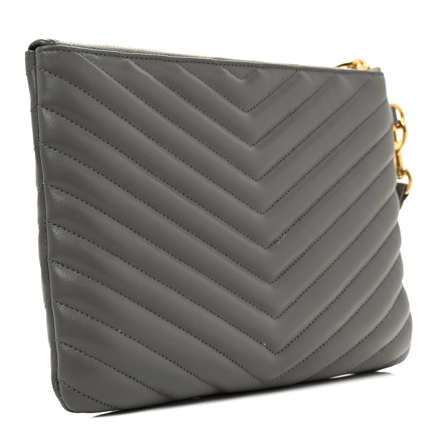 Calfskin Matelasse Chevron Monogram A5 Wristlet Earth