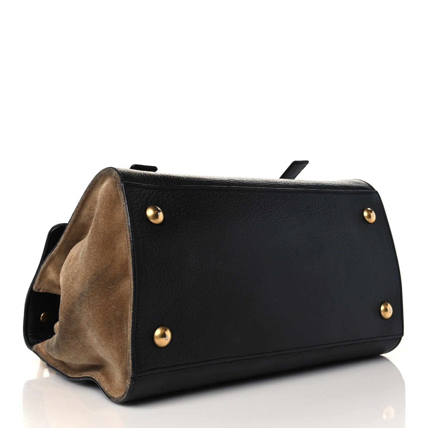 Calfskin Suede Small Muse Two Black Beige