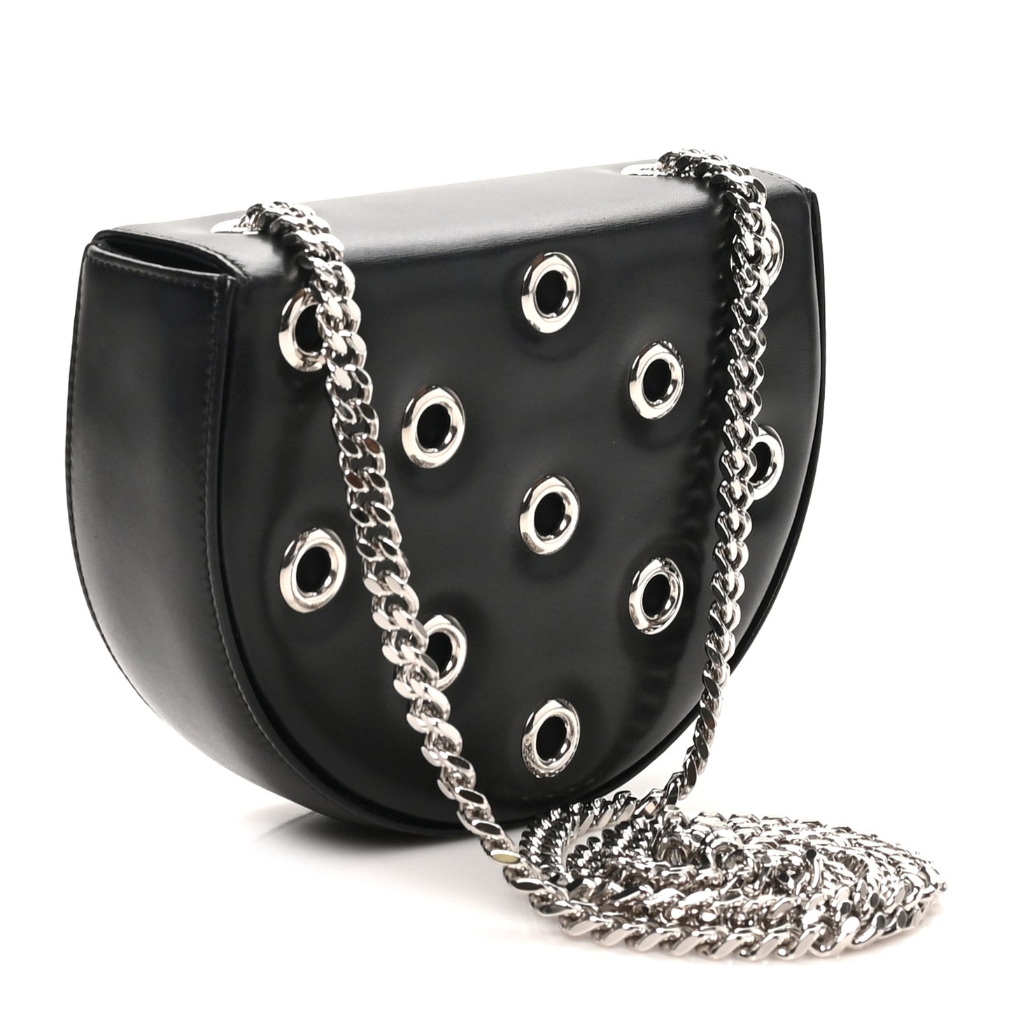 Box Calfskin Grommet Crossbody Bag Black