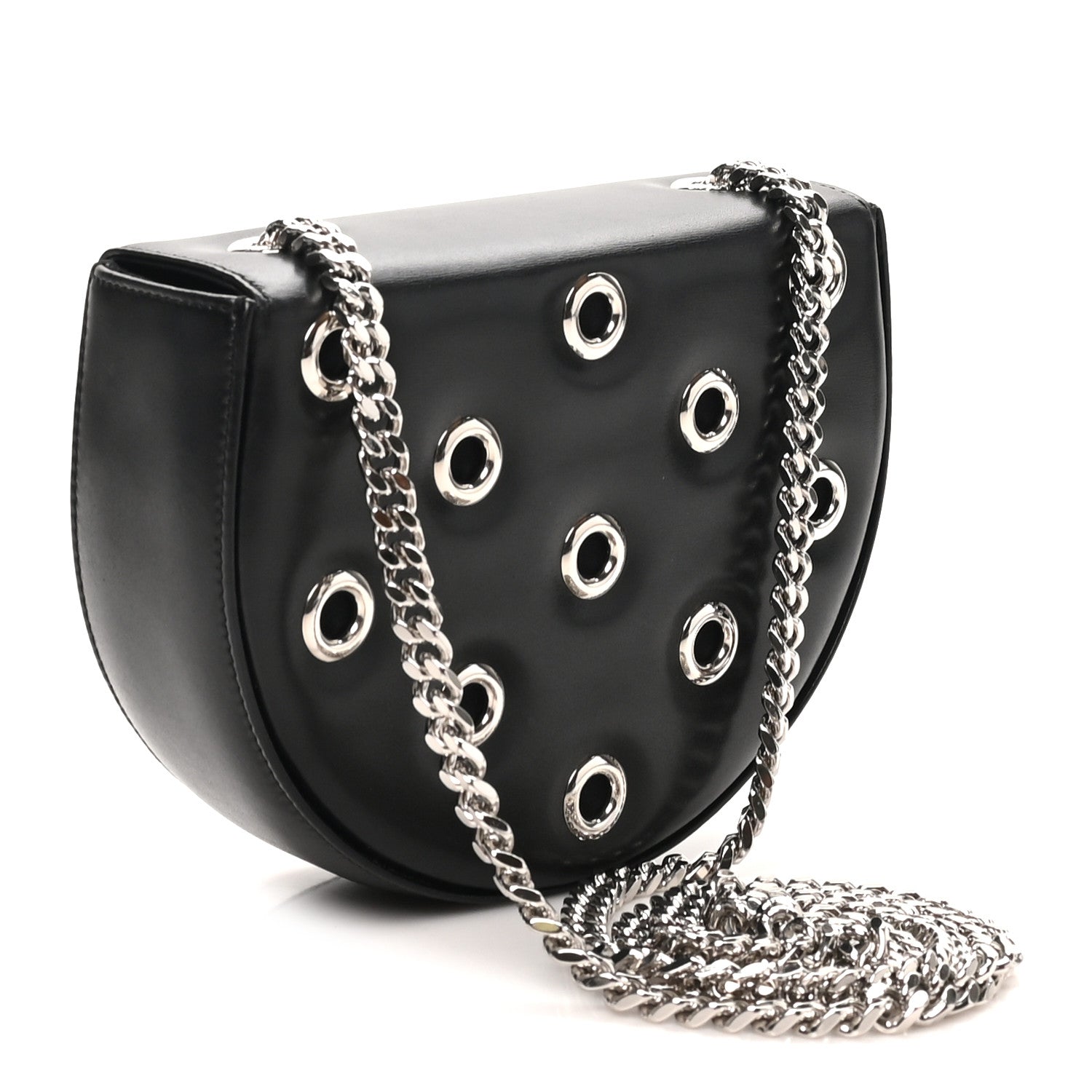 Saint Laurent Box Calfskin Grommet Crossbody Bag Black 3 of 9