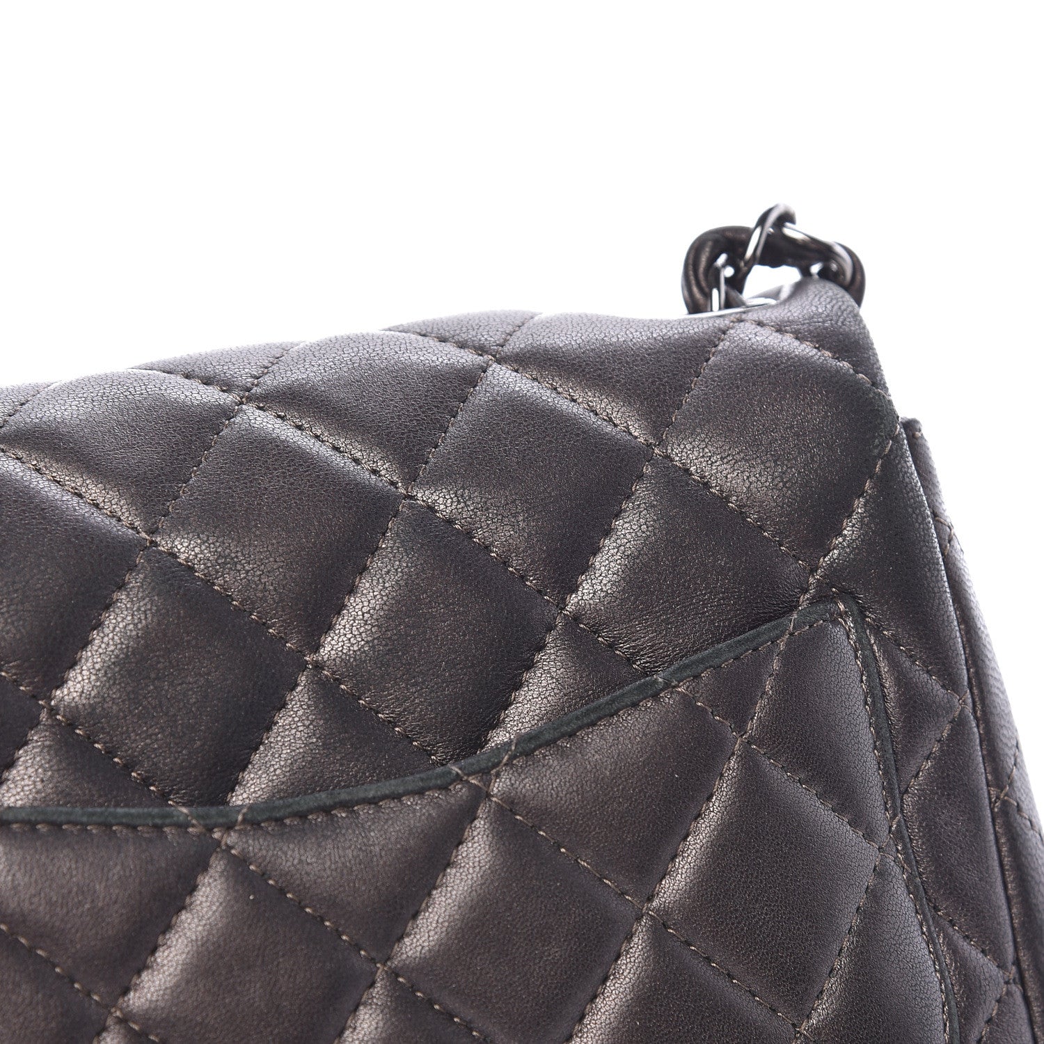 Chanel Metallic Lambskin Quilted Mini Square Flap Grey 15 of 19
