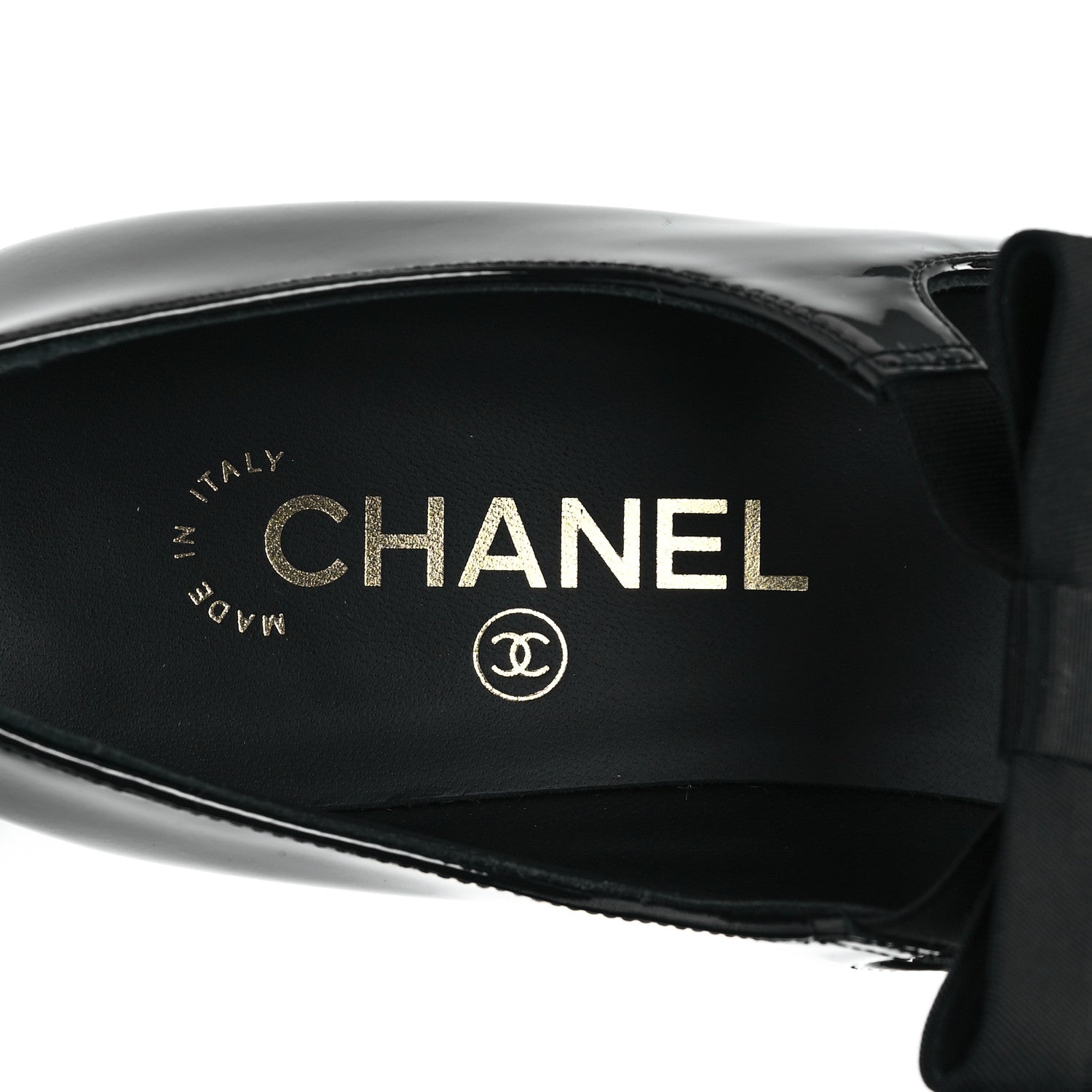 Chanel Patent Calfskin Grosgrain CC Mary Jane Pumps 38.5 Black 8 of 10