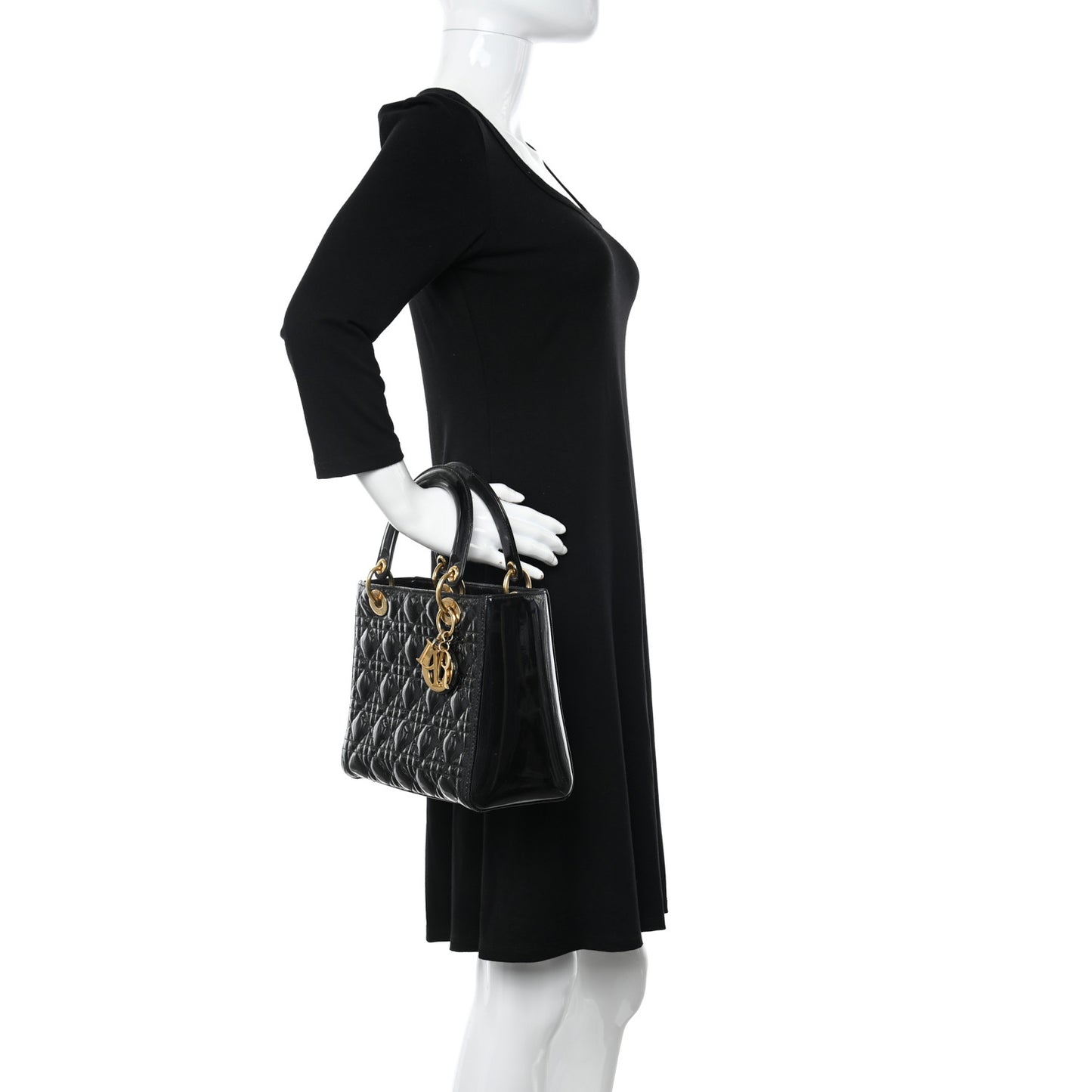 Patent Cannage Medium Lady Dior Black