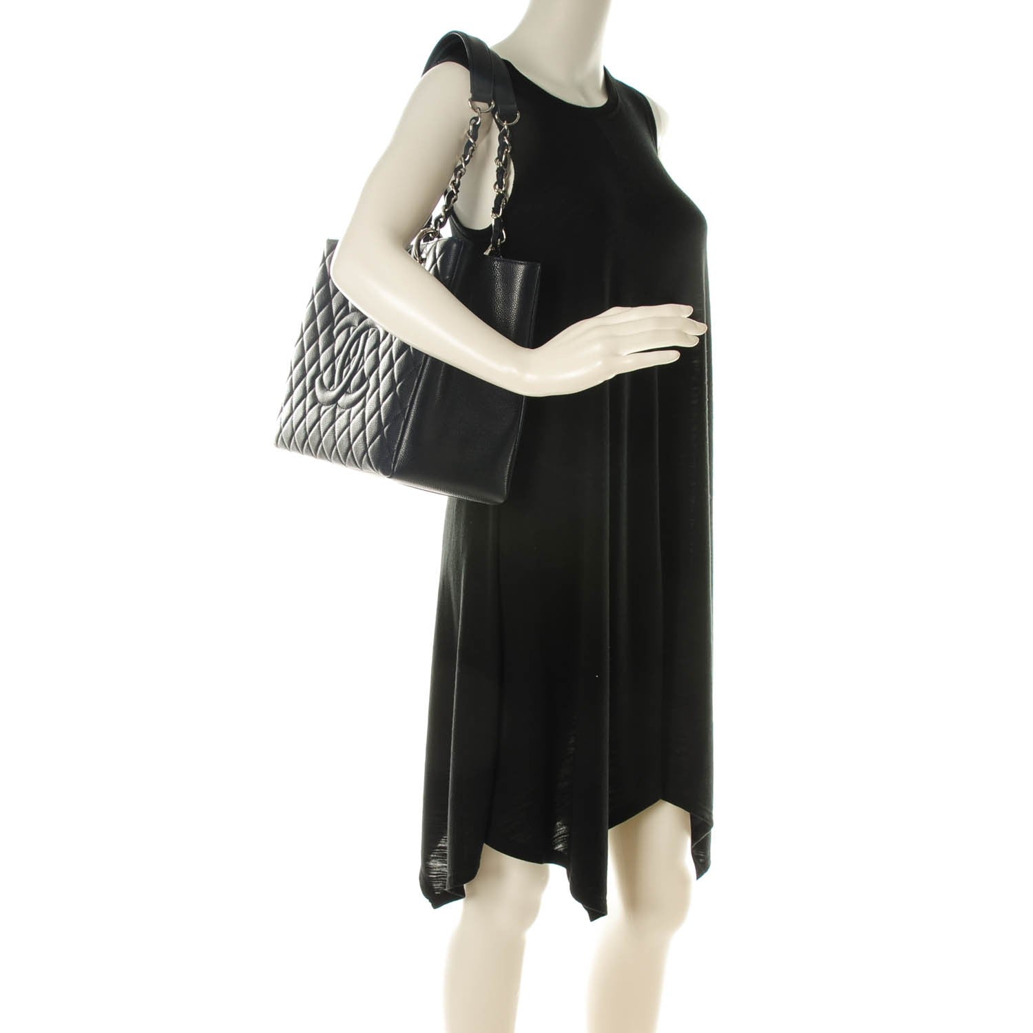 Chanel Caviar Quilted Grand Shopping Tote GST Navy 2 of 7