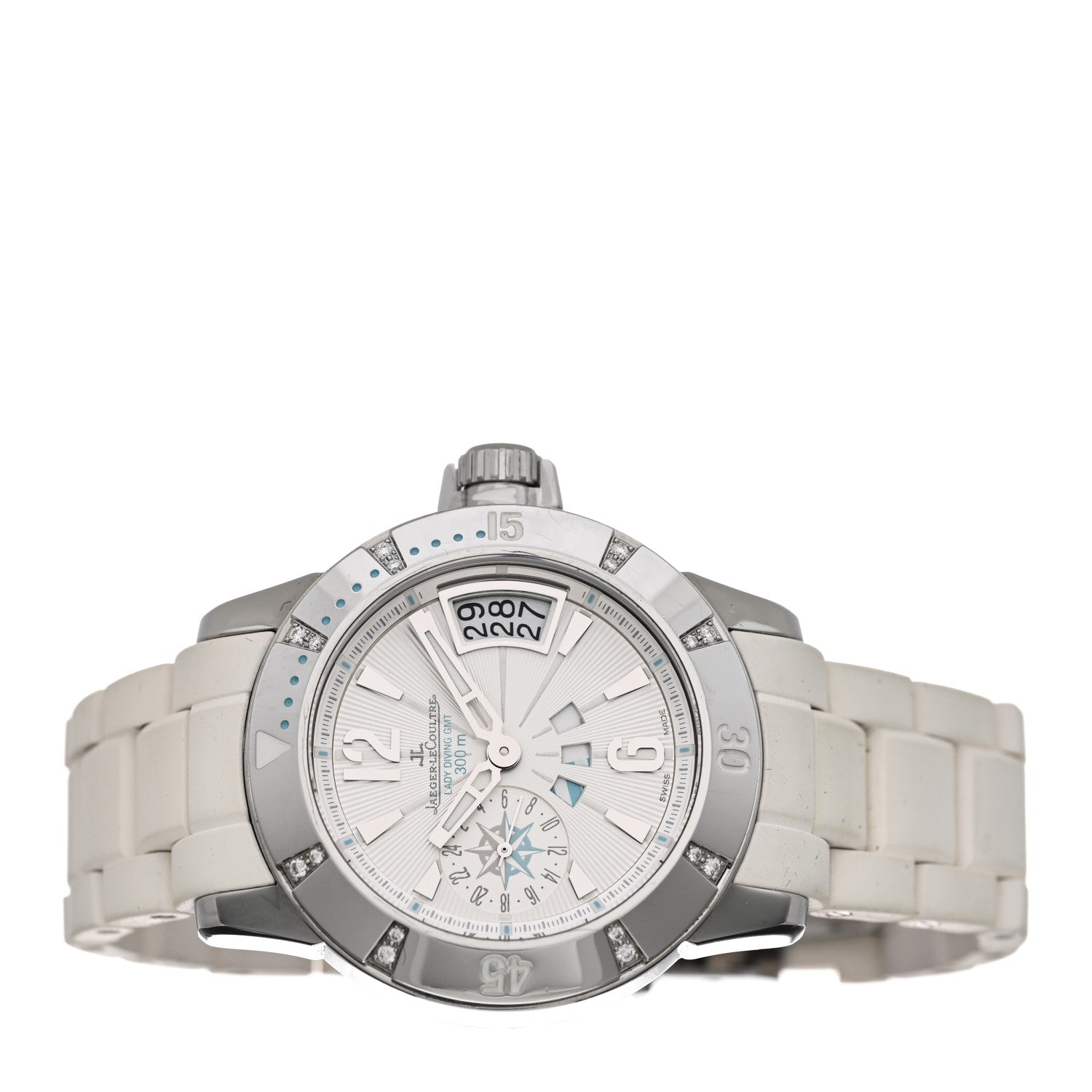 Jaeger-LeCoultre Stainless Steel Rubber Diamond 38mm Master Compressor GMT Automatic Watch White Q1898420 2 of 4