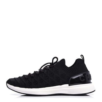 Chanel Fabric Logo Sneakers 38.5 Black 1 of 10