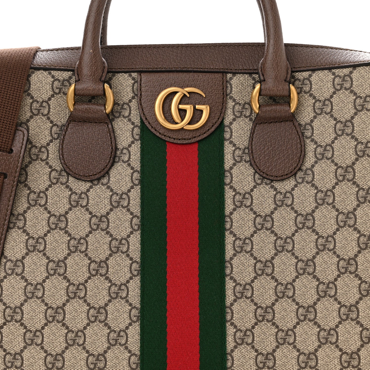 Gucci GG Supreme Monogram Textured Calfskin Web Medium Ophidia Briefcase Beige Ebony New Acero 7 of 9