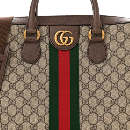 Gucci GG Supreme Monogram Textured Calfskin Web Medium Ophidia Briefcase Beige Ebony New Acero 7 of 9