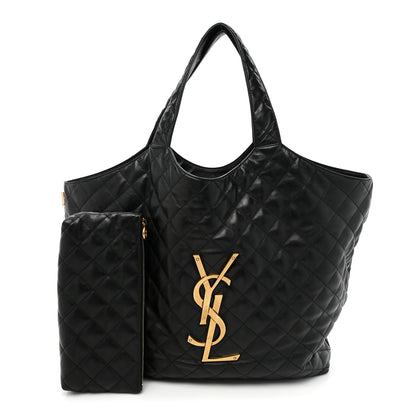 Saint Laurent Lambskin Quilted Maxi Icare Shopping Tote Black 1 of 15
