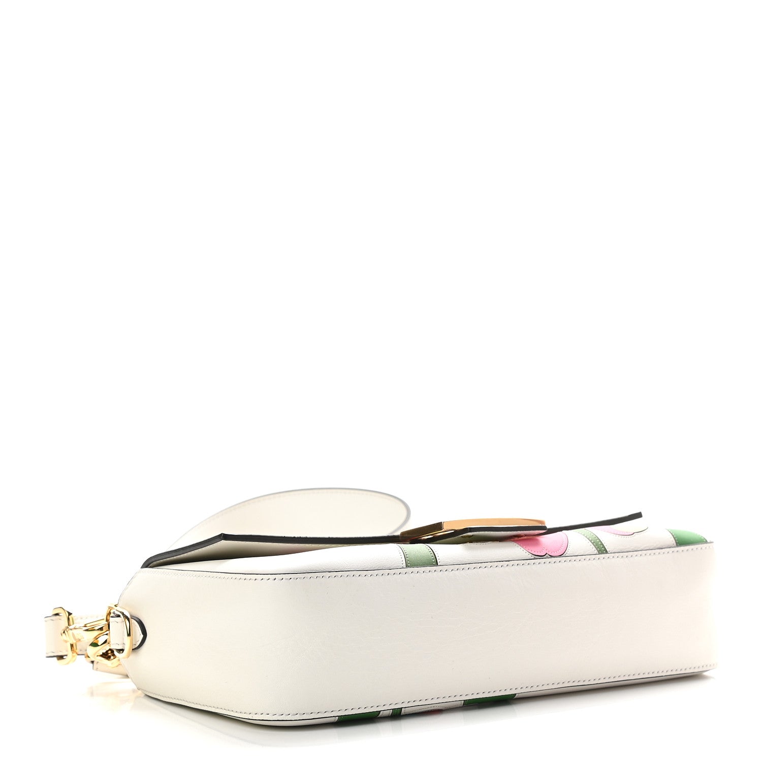 Fendi Vitello Seta Daisy Inlay Baguette White Ice Multicolor 4 of 8