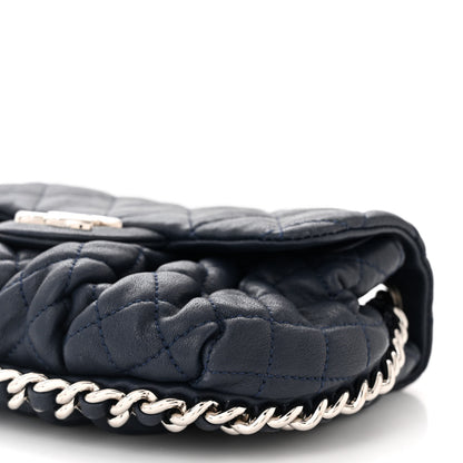 Chanel Washed Lambskin Quilted Mini Chain Around Flap Navy Blue 10 of 11