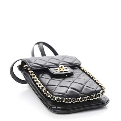 Chanel Lambskin Quilted Chain Around Flap Crossbody Black 3 of 11