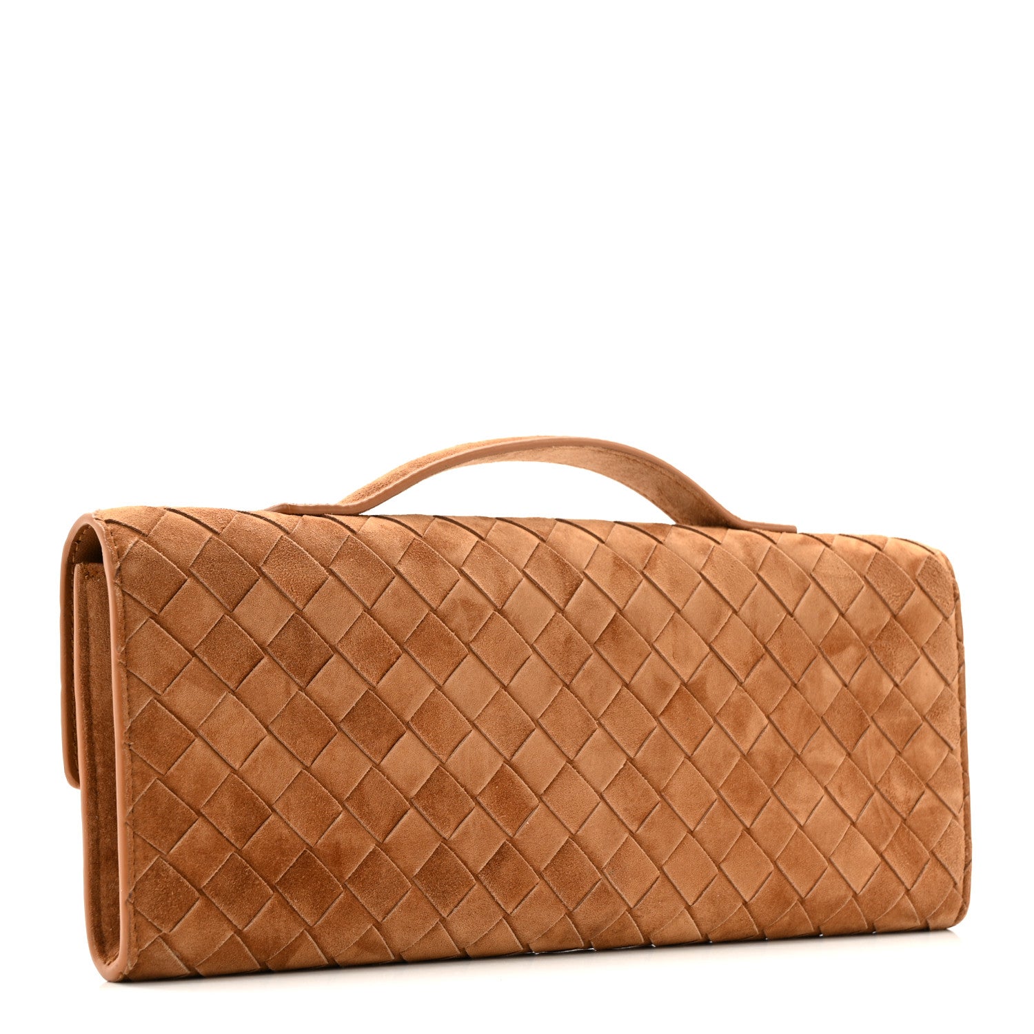 Bottega Veneta Suede Intrecciato Long Andiamo Top Handle Clutch Amber 3 of 10