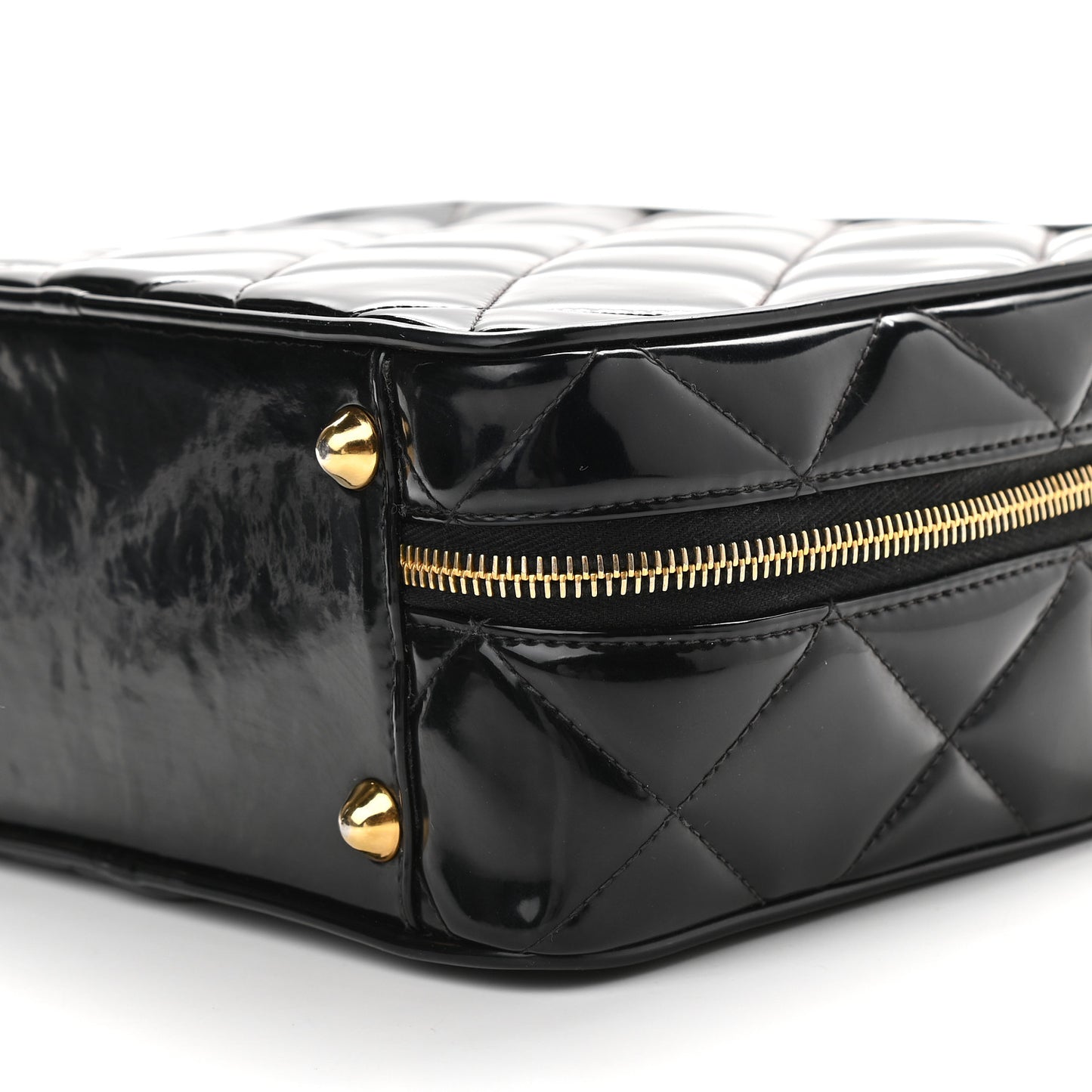Patent Quilted Vanity Case Black